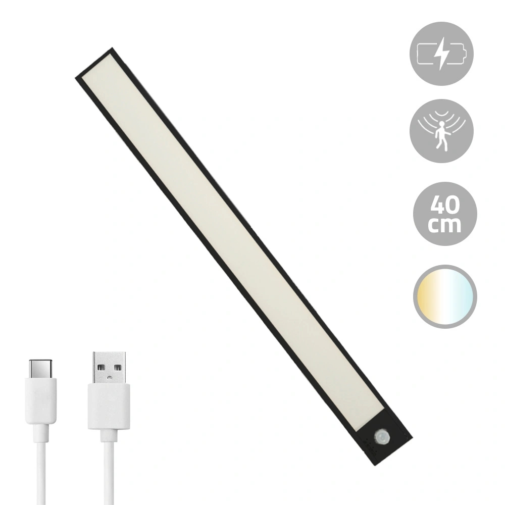Kastverlichting met sensor dual white 40cm oplaadbaar zwart