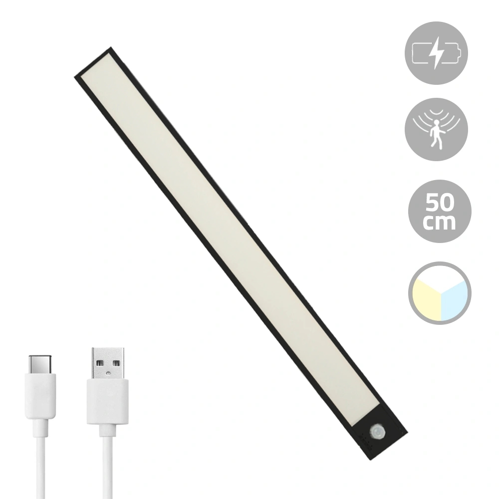 Kastverlichting met sensor dual white 50cm oplaadbaar zwart