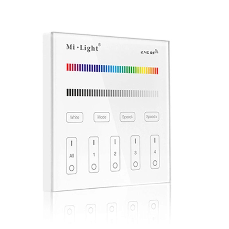 Afbeelding Milight 4-zone RGB/RGBW afstandsbediening paneel touch op batterij door Wifilampkoning.nl