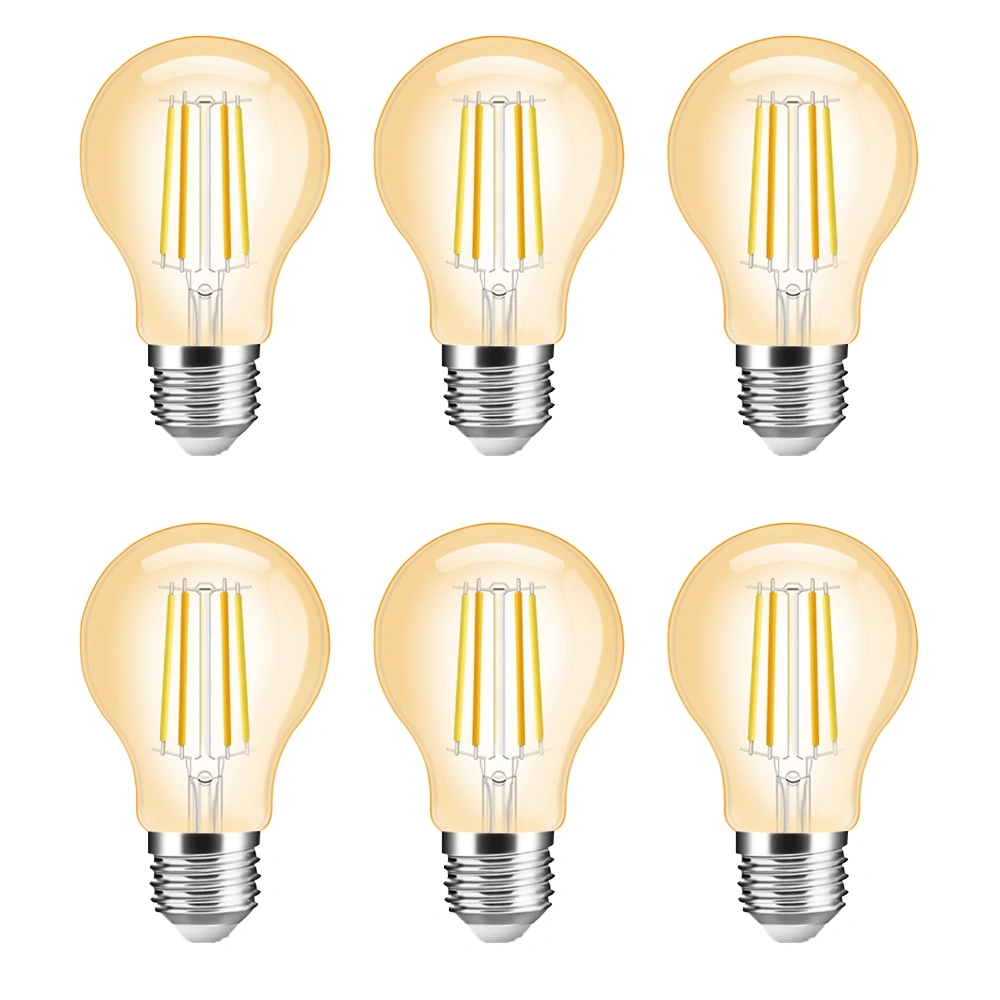 Slimme filament zigbee led lamp dual white 7w e27 fitting a60 model colored voordeelset 6 stuks