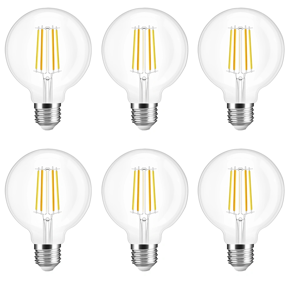 Slimme filament zigbee led lamp dual white 7w e27 fitting g95 model voordeelset 6 stuks