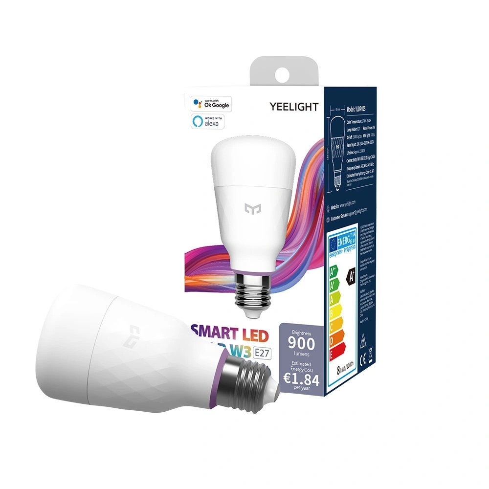 Afbeelding Yeelight slimme led lamp - E27 fitting - RGBWW Multicolor en Wit door Wifilampkoning.nl