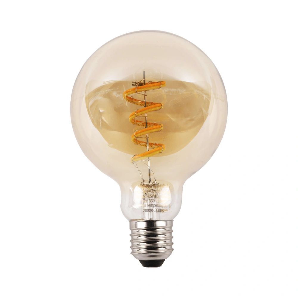Zigbee e27 spiraal filament lamp dual white g95 amberkleurig