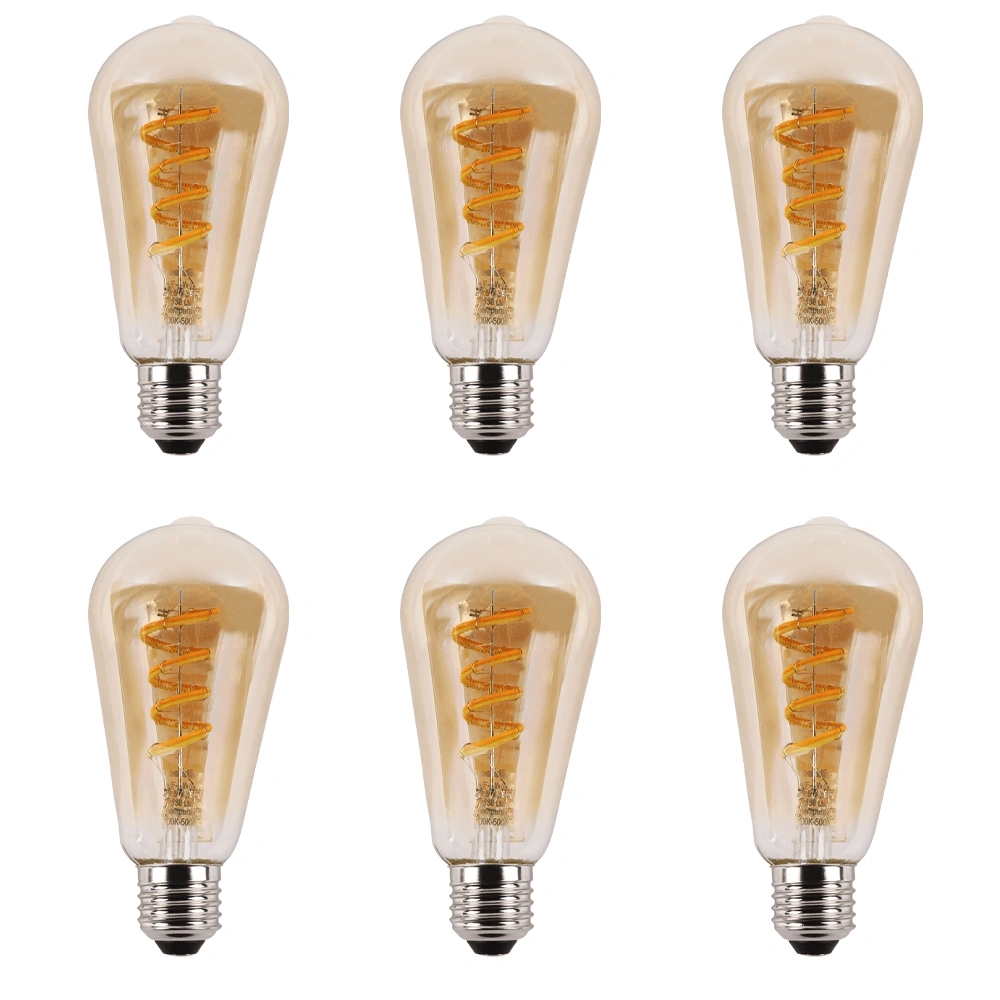 Zigbee e27 spiraal filament lamp dual white st64 amberkleurig voordeelset van 6