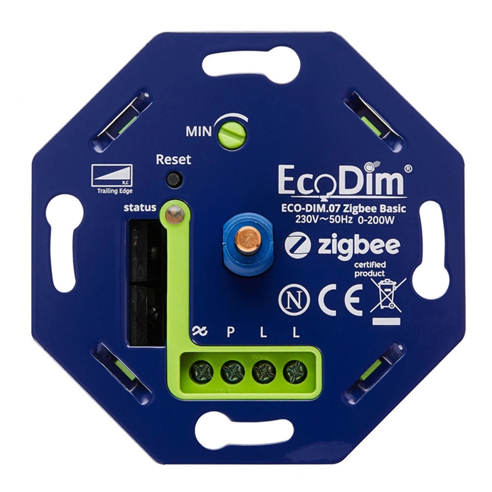 EcoDim LED Dimmer Smart WiFi ECO-DIM.07 Fase Afsnijding RC ZigBee Inbouw Enkel Knop 0-200W