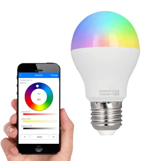 Milight RGBW Led lamp set met Wifi module 6 Watt E27 fitting