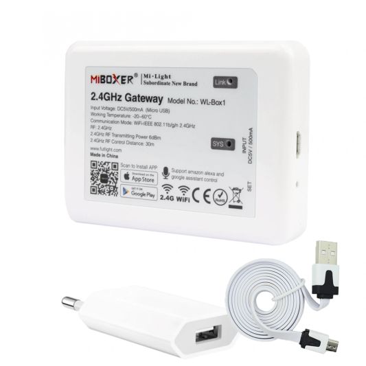 Milight starterspakket 4: 2x GU10 Dual White Wifi spot met Wifi module Ibox2