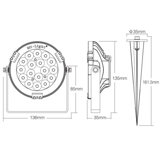 Milight WIFI LED tuinspot/schijnwerper RGBWW - 9 Watt