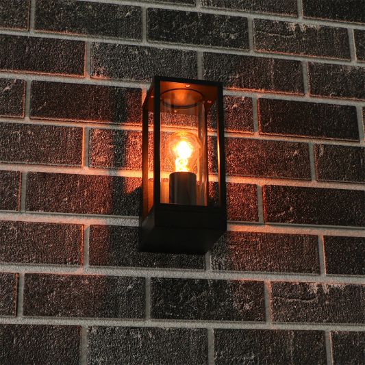 Moderne zwarte wandlamp voor buiten - Glazen design - Met E27 Milight led lamp