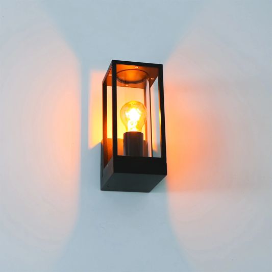 Moderne zwarte wandlamp voor buiten - Glazen design - Met E27 Milight led lamp