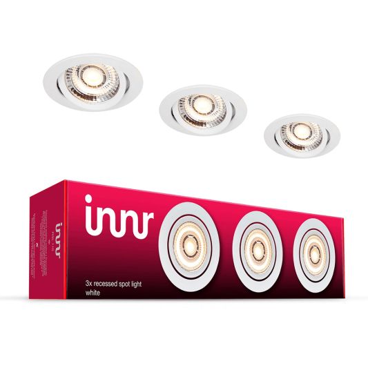 Set van 3 extra platte led inbouwspots van Innr - Slimme led spots Warm Wit - Bediening via de Hue app