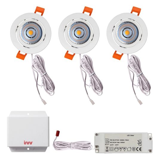 Set van 3 extra platte led inbouwspots van Innr - Slimme led spots Warm Wit - Bediening via de Hue app