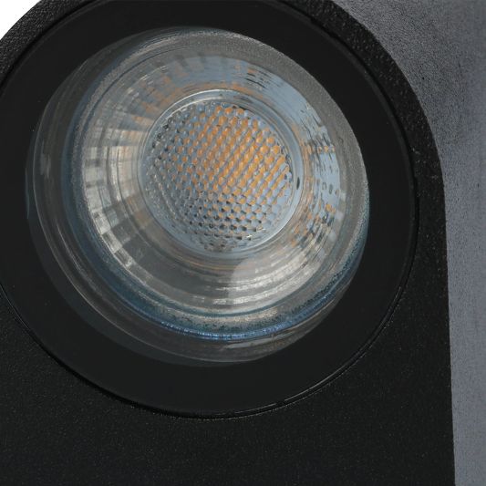 Zwarte wandlamp voor buiten met Zigbee GU10 spot - Rond